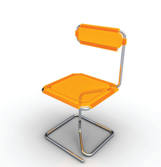 Chaise cantilever orange — assise sur piètement tubulaire chromé