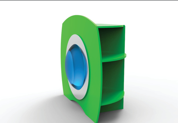 Module vert à hublot — mobilier emboîté découpé CNC